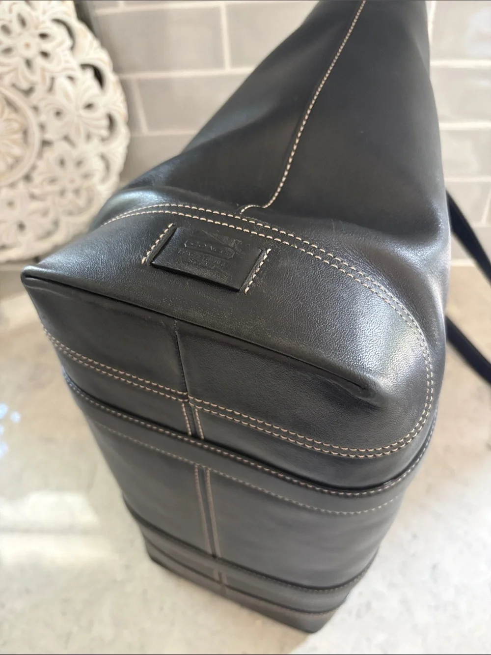 Coach Y2K Hampton black leather carryall Tote 6491 ~EXCELLENT